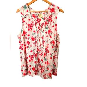 NWT Faded Glory Floral Sleeveless Top Size L 12/14